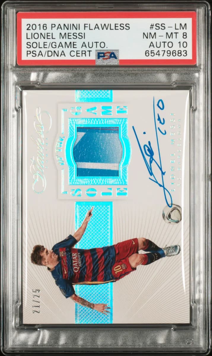 2015 Panini Flawless Lionel Messi Sole Of The Game PSA 8 Auto 10