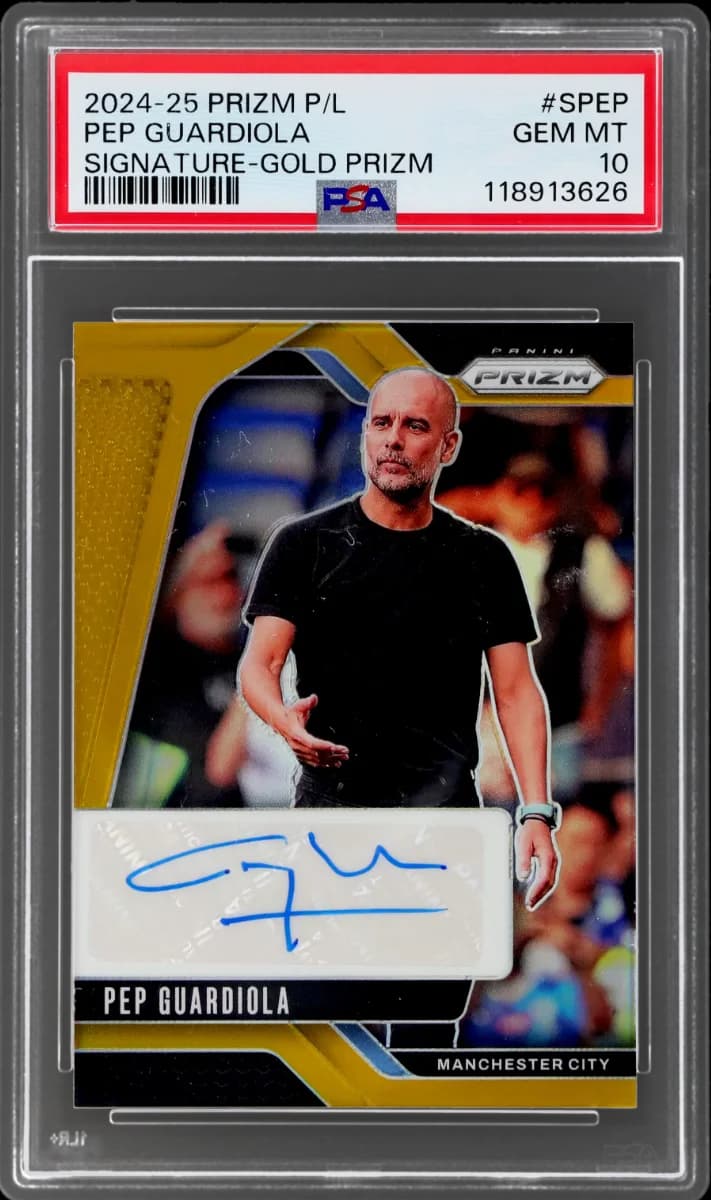 2024 Prizm EPL Pep Guardiola Gold Prizm Auto PSA 10