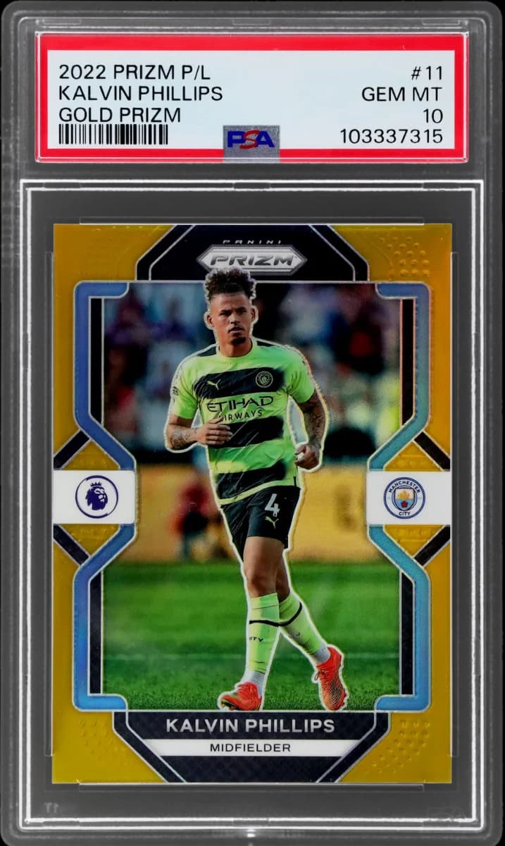 2022 Panini Prizm EPL Gold Prizm | Mancity Treble Year | Klavin Phillips #11