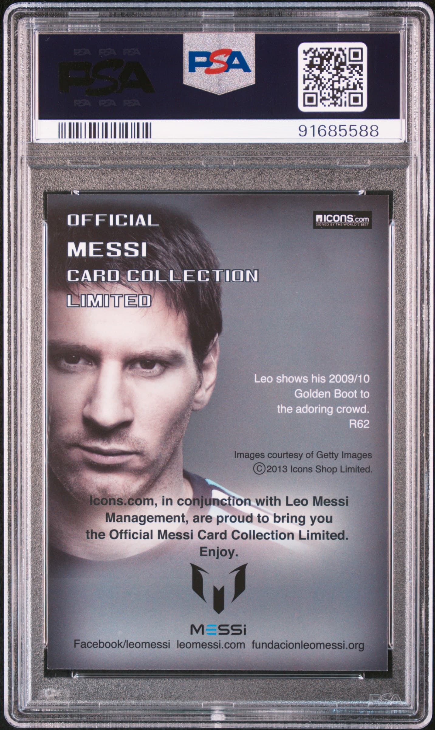 2013 Icons Lionel Messi (Limited Edition) PSA 10 09/10 Golden Boot back