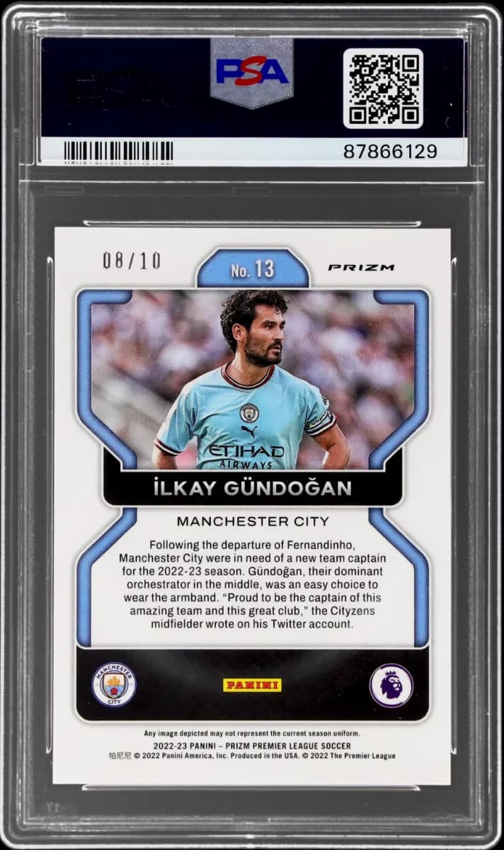 2022 Panini Prizm EPL Gold Prizm | Mancity Treble Year | Ilkay Gundogan #13 back