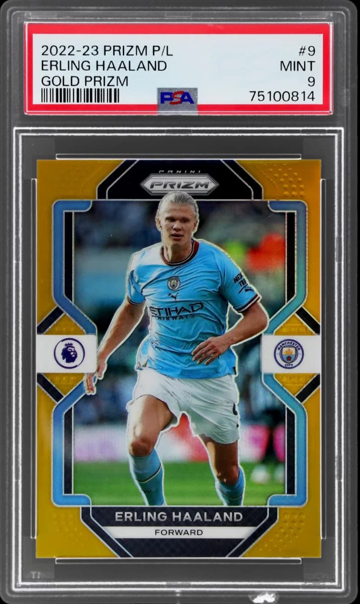 2022 Panini Prizm EPL Gold Prizm | Mancity Treble Year | Erling Haaland #9