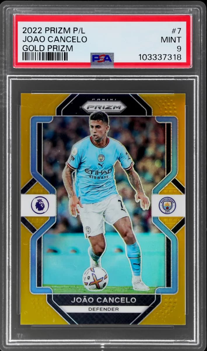 2022 Panini Prizm EPL Gold Prizm | Mancity Treble Year | Joao Cancelo #7