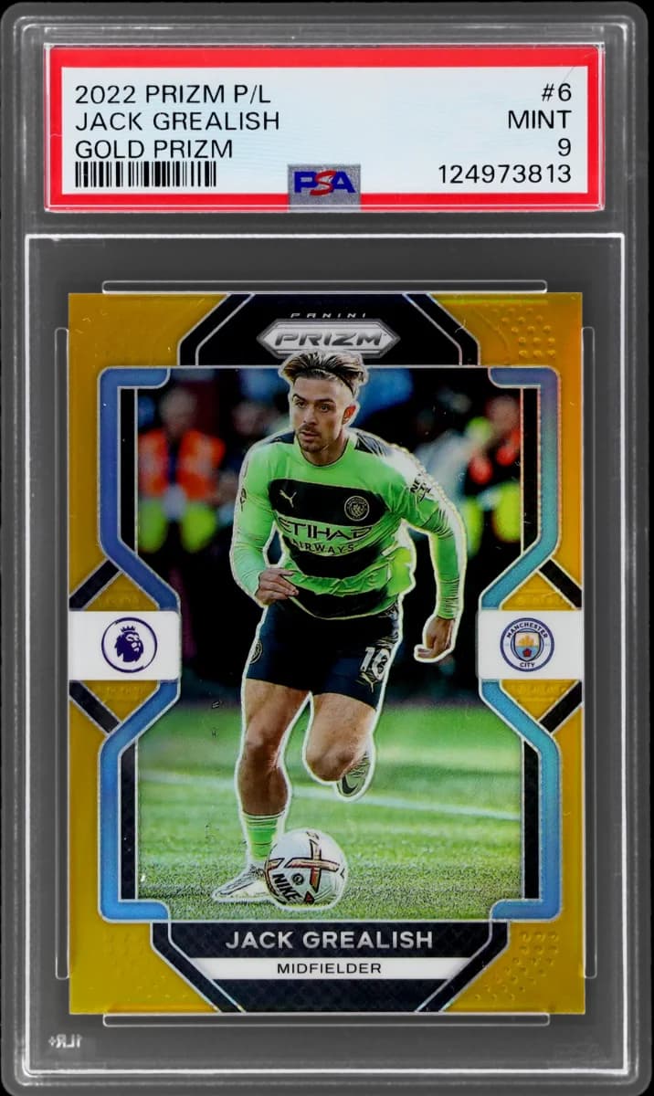 2022 Panini Prizm EPL Gold Prizm | Mancity Treble Year | Jack Grealish #6