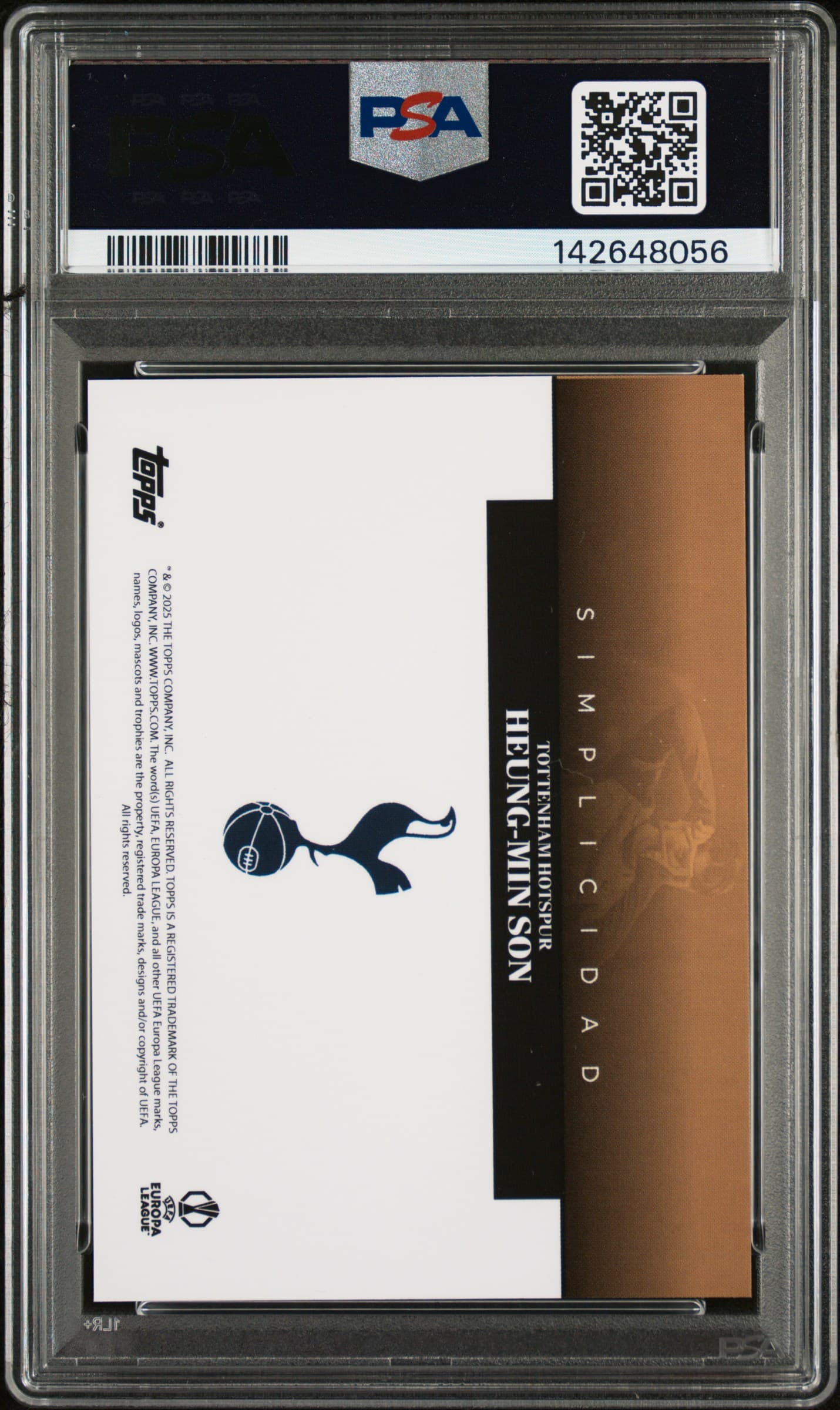 2024 Topps Simplicidad UCC Son Heung Min La Emocion Gold 1/1 PSA 7 back