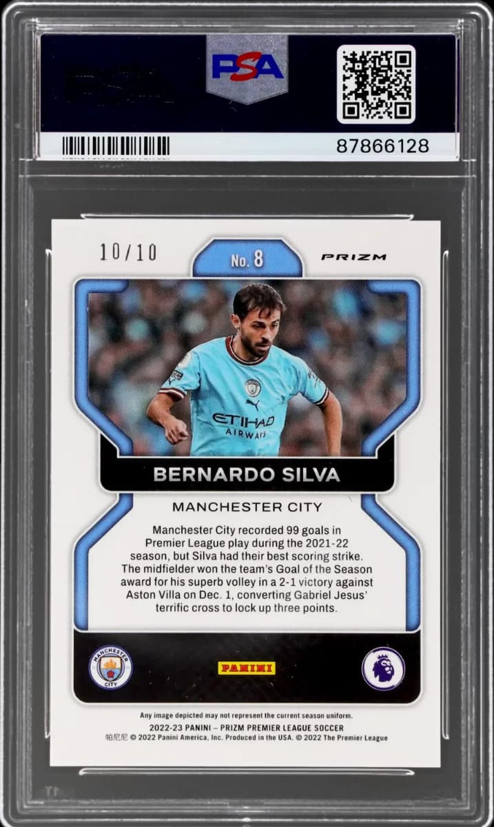 2022 Panini Prizm EPL Gold Prizm | Mancity Treble Year | Bernardo Silva #8 back