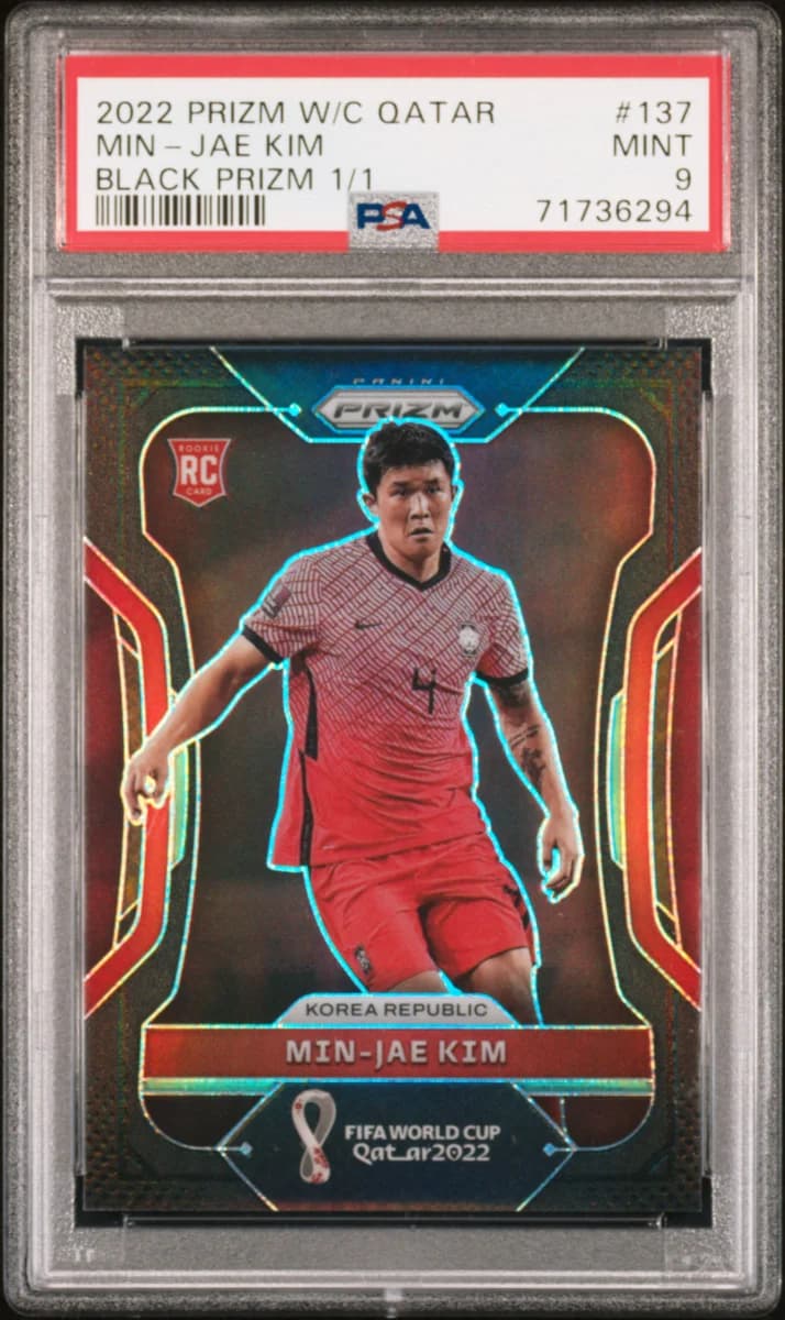 2022 World Cup Min Jae Kim Rookie Card Black Prizm 1/1 PSA 9