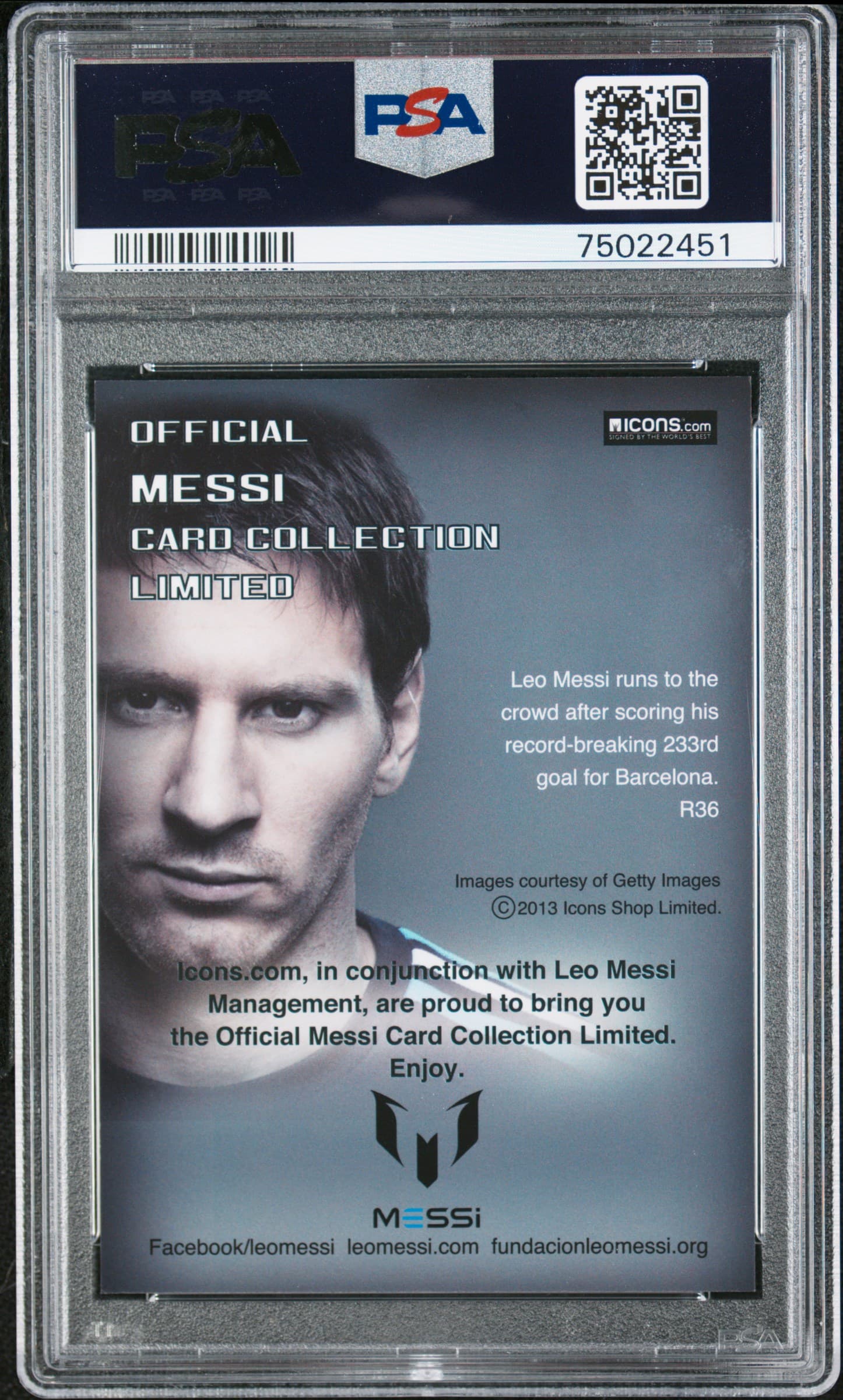 2013 Icons Lionel Messi (Limited Edition) PSA 10 - 23rd goal / Barcelona back
