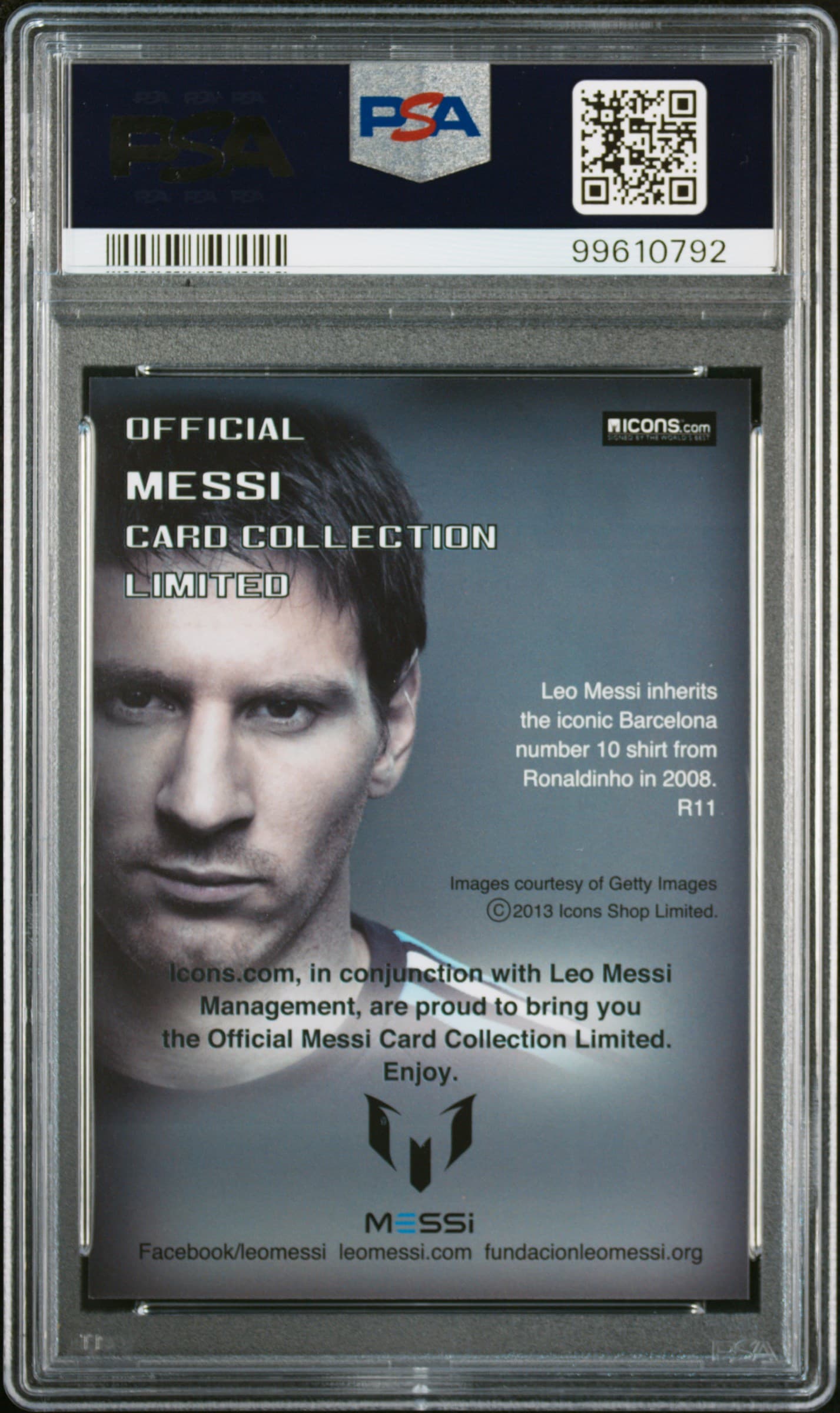 2013 Icons Lionel Messi (Limited Edition) PSA 10 Inherits Shirt / Ronaldinho back