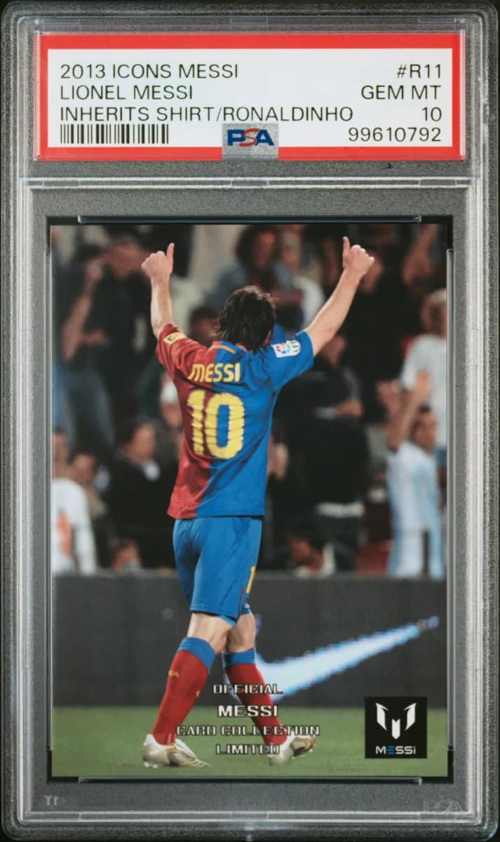 2013 Icons Lionel Messi (Limited Edition) PSA 10 Inherits Shirt / Ronaldinho