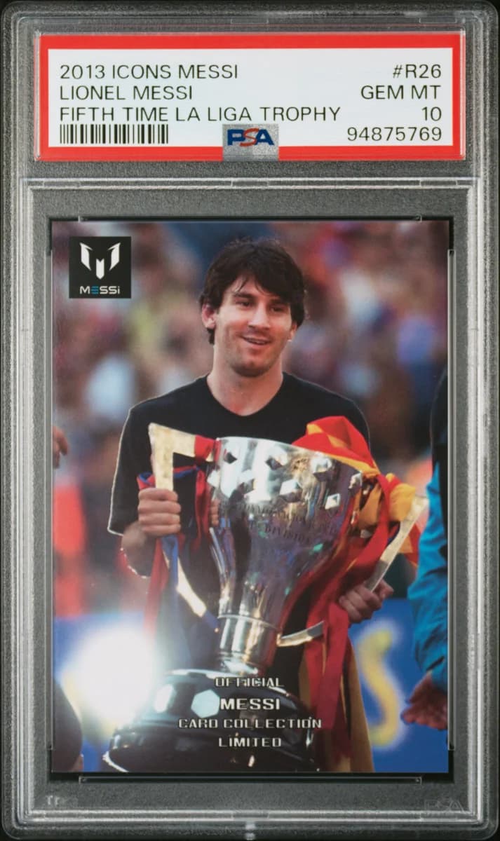 2013 Icons Lionel Messi (Limited Edition) PSA 10 Fifth Time La Liga Trophy