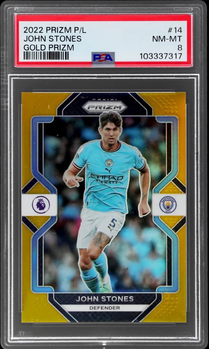 2022 Panini Prizm EPL Gold Prizm | Mancity Treble Year | John Stones #14