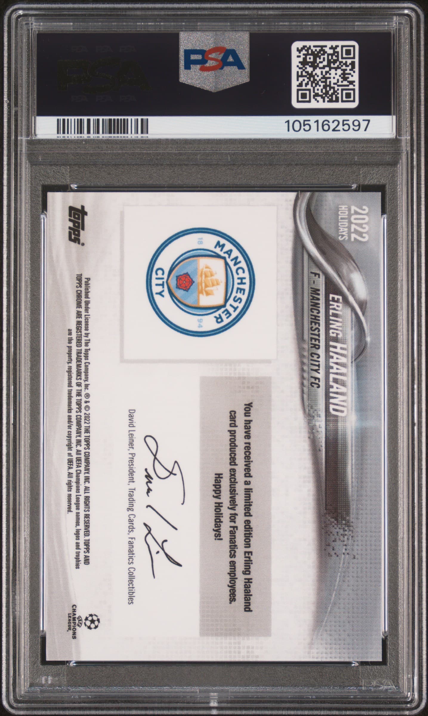 2022 Topps 2017 UCL Chrome Superfractor Erling Haaland 1/1 PSA 9 back