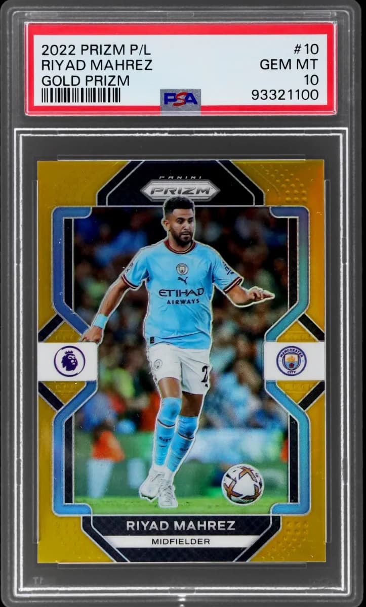 2022 Panini Prizm EPL Gold Prizm | Mancity Treble Year | Riyand Mahrez #10